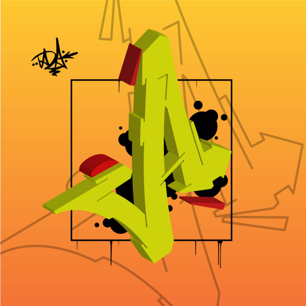 digital 3D A graffiti letter graphic