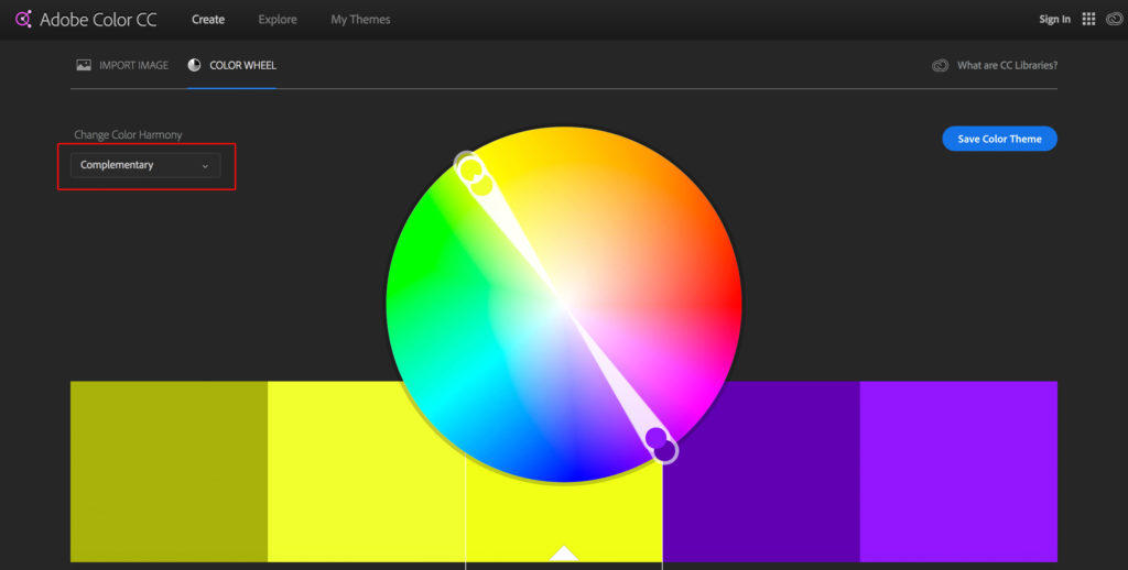 Adobe Color CC Farbrad für die Farbauswahl verwenden Screenshot