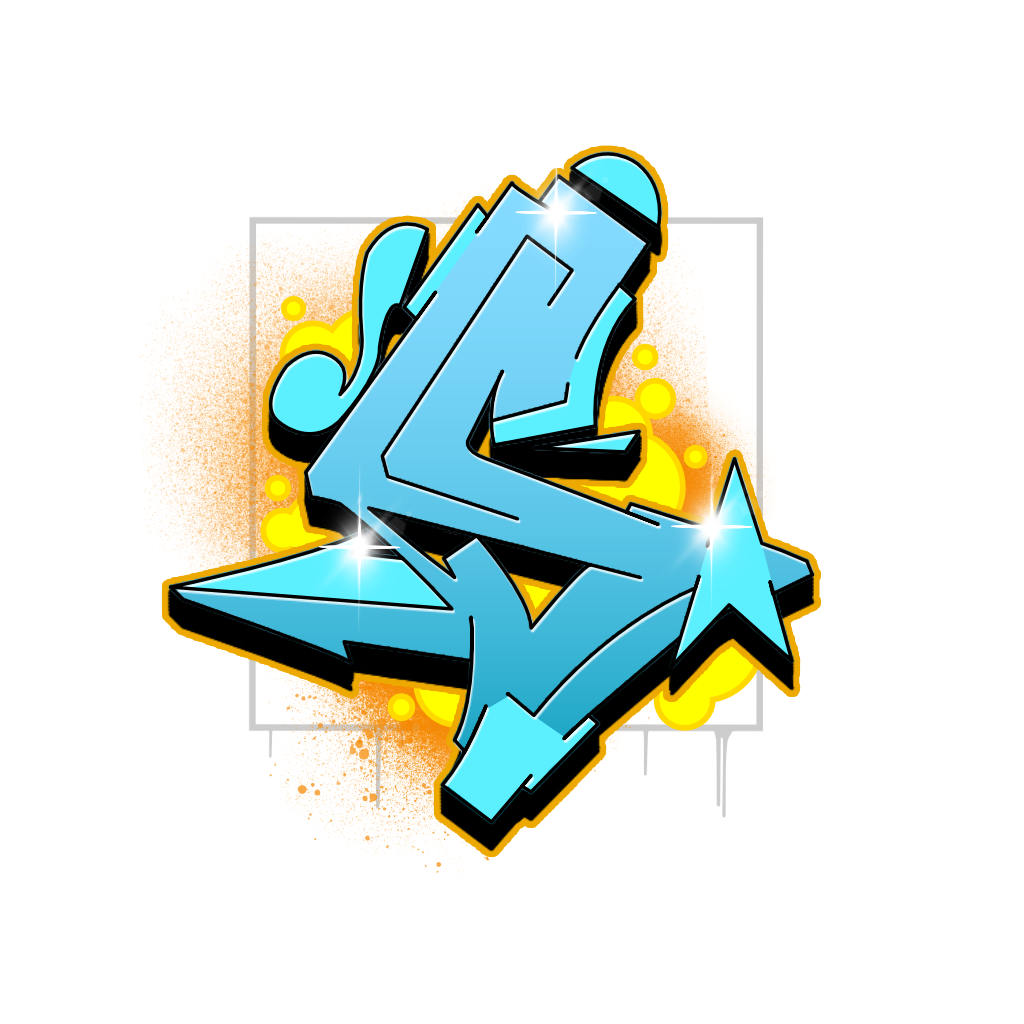 Blue Colored Wildstyle S Graffiti Letter graphic