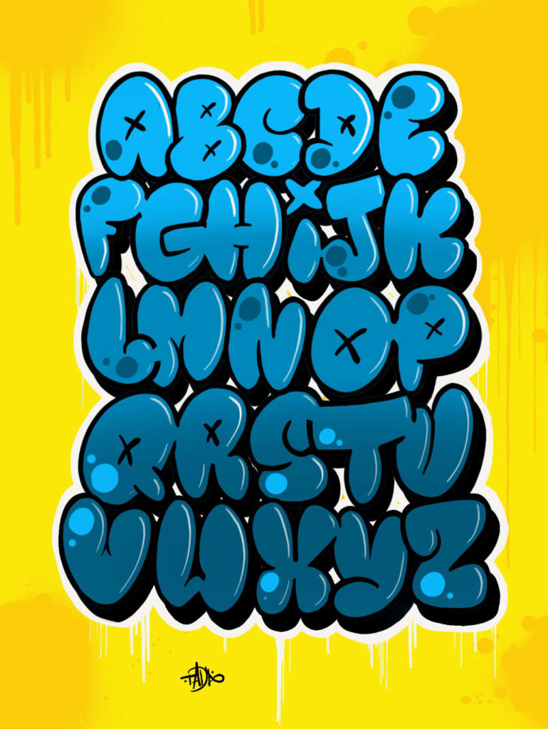 cool bubble graffiti letters alphabet