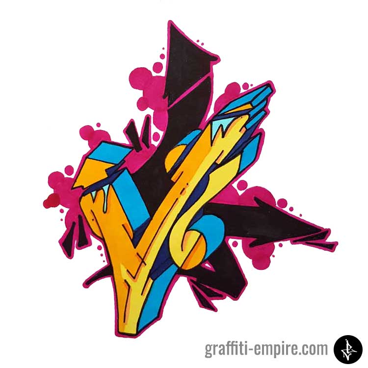 letter v in graffiti
