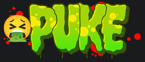Puke Graffiti Text with emoji Graphic